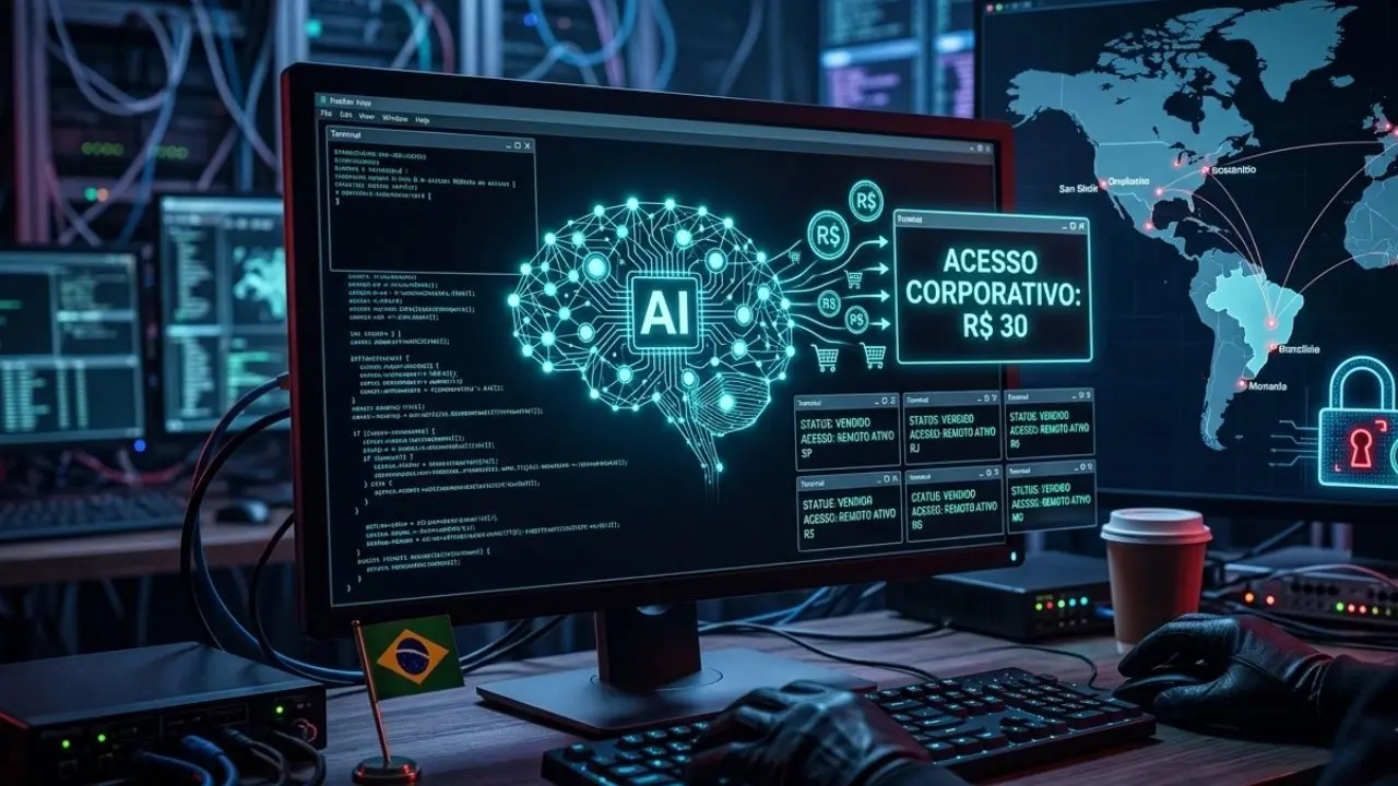 Malware brasileiro usa inteligência artificial e vende acesso a computadores corporativos por R$ 30